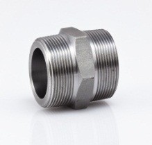 3000LB BLACK STEEL CROSSOVER HEX NIPPLE BSPT X NPT