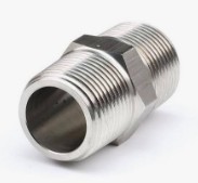 3000LB 316 STAINLESS STEEL CROSSOVER HEX NIPPLE BSPT X NPT