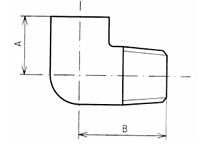 Black Steel M/F Elbow 90 Deg dimensions diagram