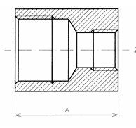 Black Steel Reducing Socket dimensions diagram