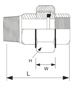 Black Steel M/F Union Steel/Brass Seat dimensions diagram
