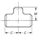Buttweld Reducing Tee dimensions diagram