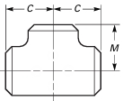 Buttweld Equal Tee dimensions diagram