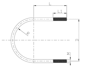 Galv U Bolt C/W Nuts dimensions diagram