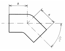 Galv Steel F/F Elbow 45 Deg dimensions diagram