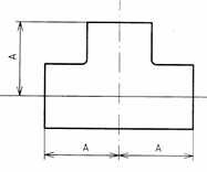 Galv Steel Equal Tee dimensions diagram