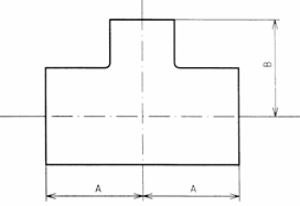 Galv Steel Reducing Tee dimensions diagram