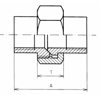 Galv Steel F/F Union Steel/Brass Seat dimensions diagram