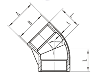 316 Stainless Steel F/F Elbow 45 Deg dimensions diagram