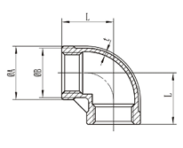 316 Stainless Steel F/F Elbow 90 Deg dimensions diagram