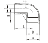 316 Stainless Steel M/F Elbow 90 Deg dimensions diagram