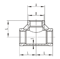 316 Stainless Steel Equal Tee dimensions diagram